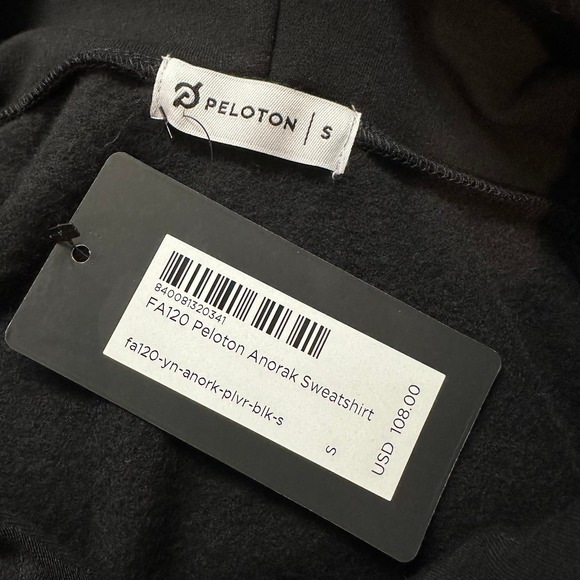 NWT Peloton Anorak Sweatshirt Hoodie Pullover Oversized Logo Jacket, Black - Picture 6 of 6